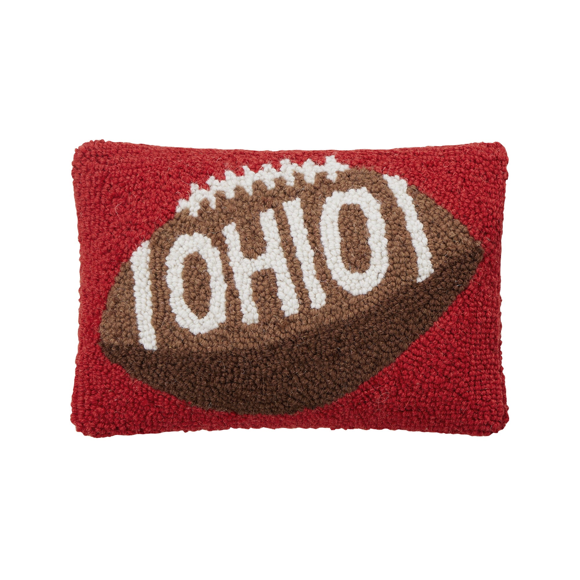 Ohio Hooked Wool Throw Pillow, 8x12 inch, front view
