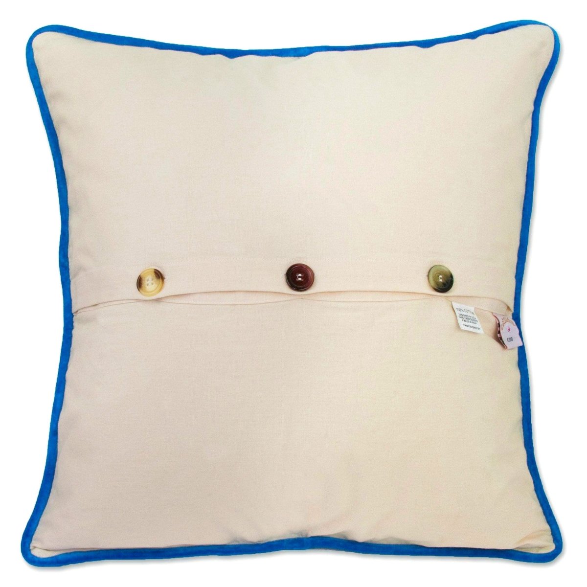 Orlando, FL Theme Park City Embroidered Travel Pillow - back view showing velvet backing and zipper