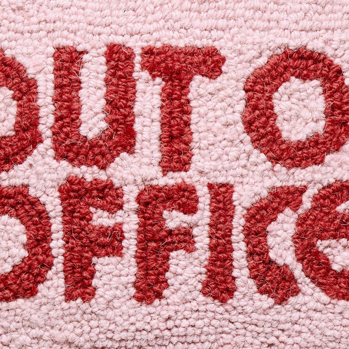 Out of Office Hooked Wool Throw Pillow, close-up detail