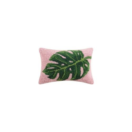 Palm Leaf Hooked Wool Throw Pillow, 8x12 inch, front view