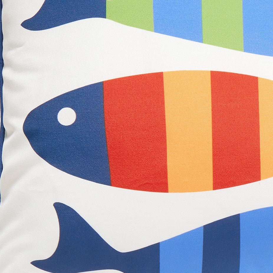 Picket Fish Square Printed Throw Pillow, close-up detail