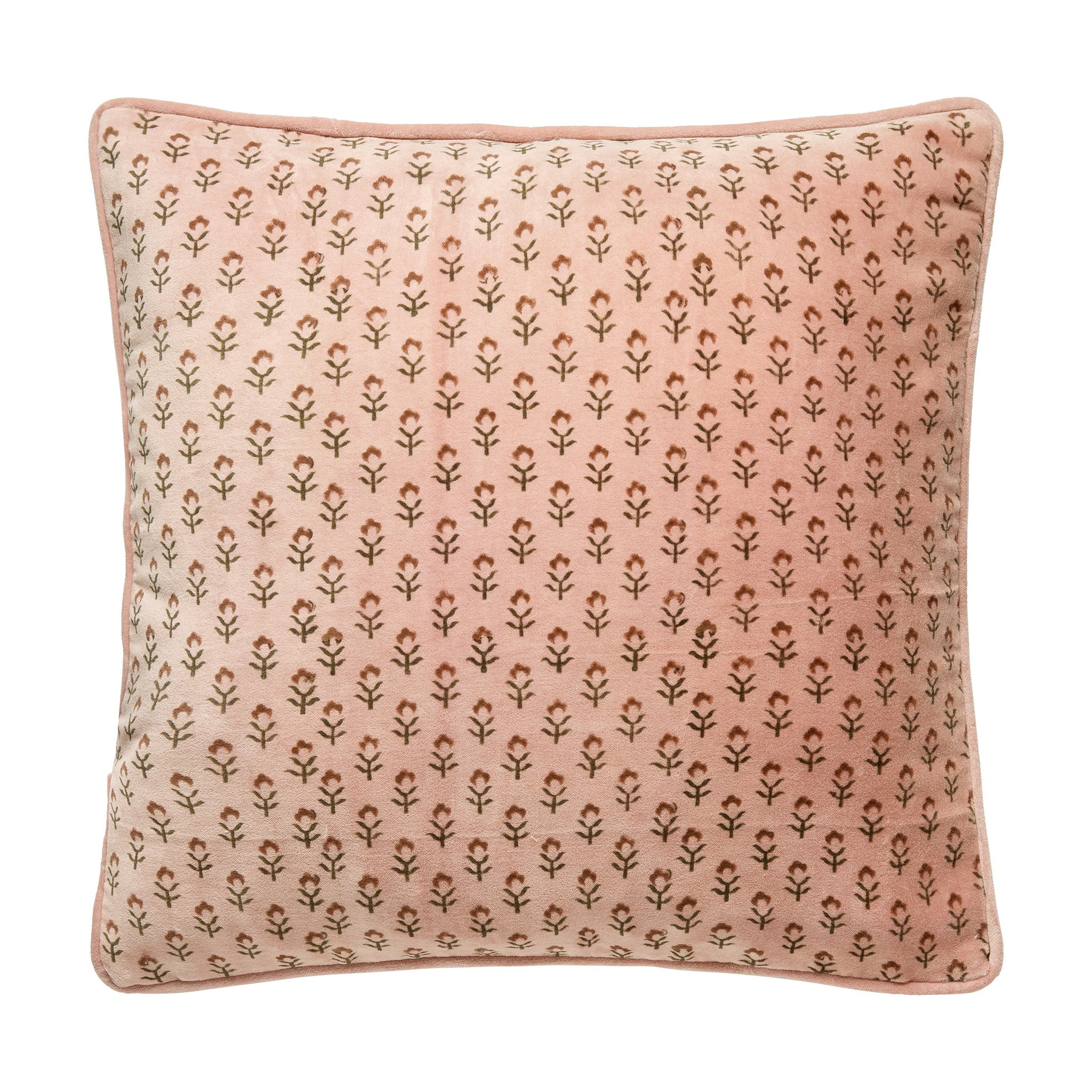 Pink Ditsy Floral Printed Throw Pillow, 20x20 inch, front view