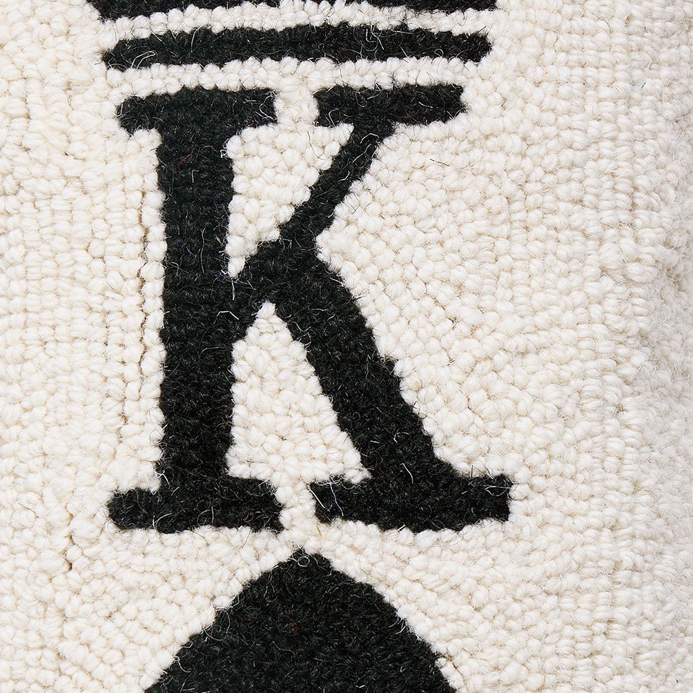 Poker King Hooked Wool Throw Pillow, close-up detail