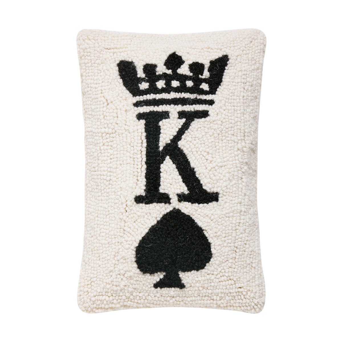 Poker King Hooked Wool Throw Pillow, 8x12 inch, front view