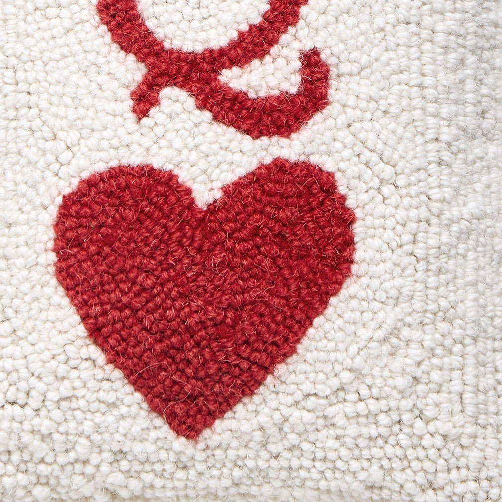 Poker Queen Hooked Wool Throw Pillow, close-up detail