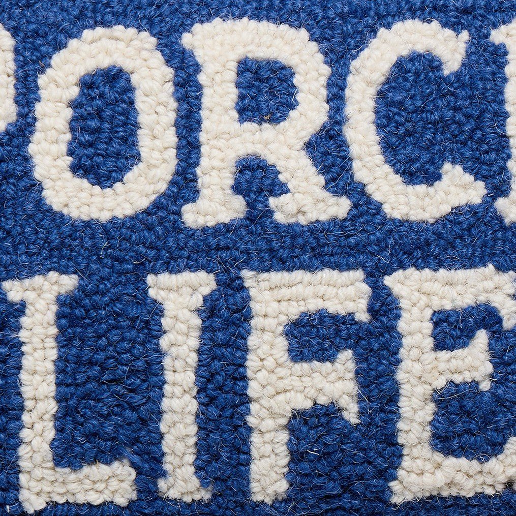 Porch Life Hooked Wool Throw Pillow, close-up detail