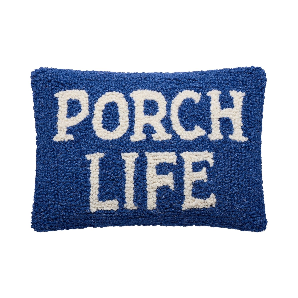 Porch Life Hooked Wool Throw Pillow, 8x12 inch, front view
