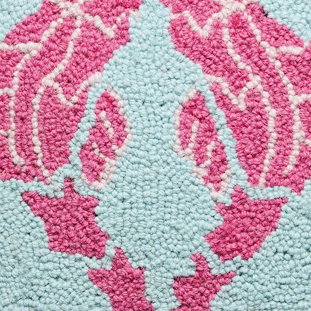 Preppy Seahorse Hooked Wool Throw Pillow, close-up detail