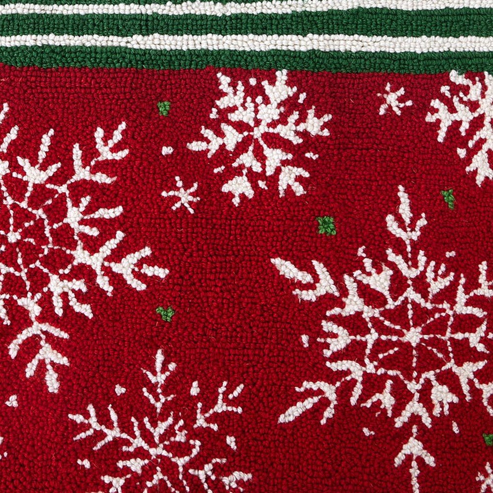 Closeup of Pretty Present Hooked Wool Christmas Rug showing stitch texture and craftsmanship detail