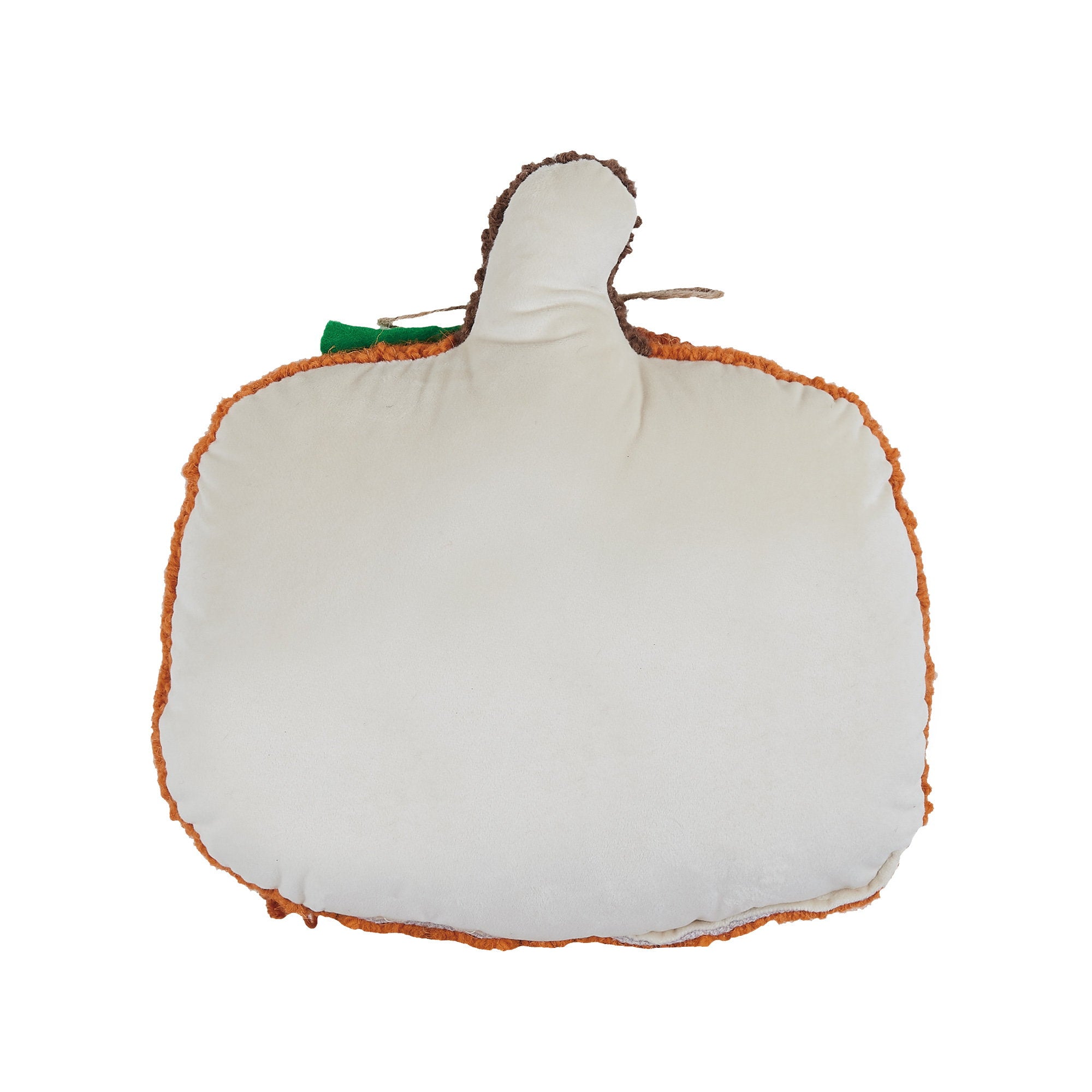 Reverse side of the Pumpkin with Leaf Applique Hooked Wool Fall Harvest Throw Pillow, 12x12 inch
