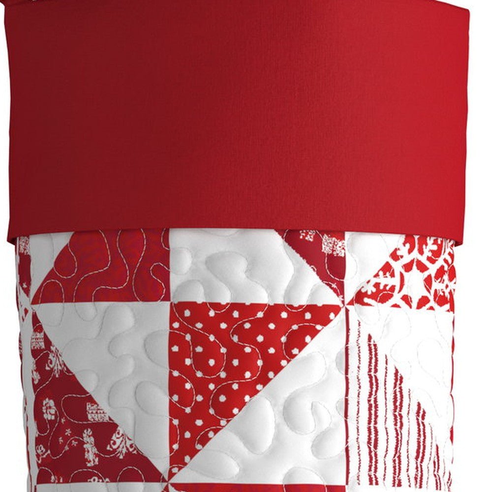 Closeup of Quilted Triangles Christmas Stocking showing stitch texture and craftsmanship detail