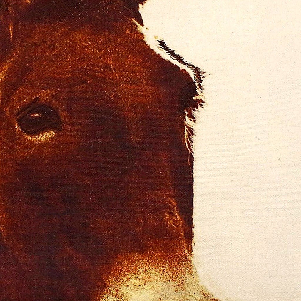 Hand-stitched wool detail of Rustic Brown Donkey Farm Lodge needlepoint pillow showing intricate weave pattern and texture