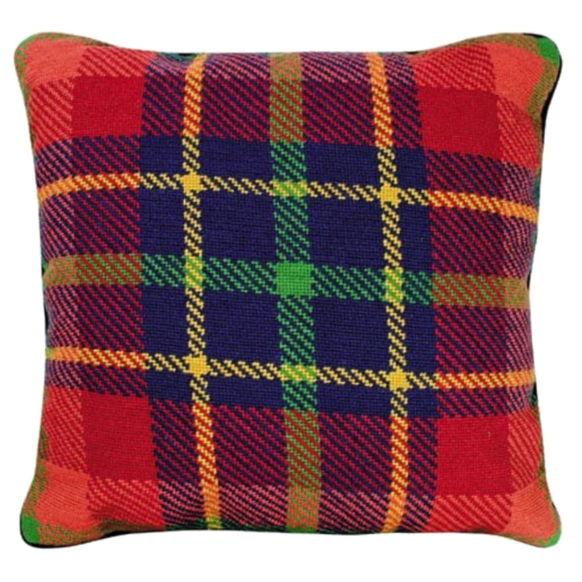 Classic Van Campen Red needlepoint throw pillow with rustic lodge-style design
