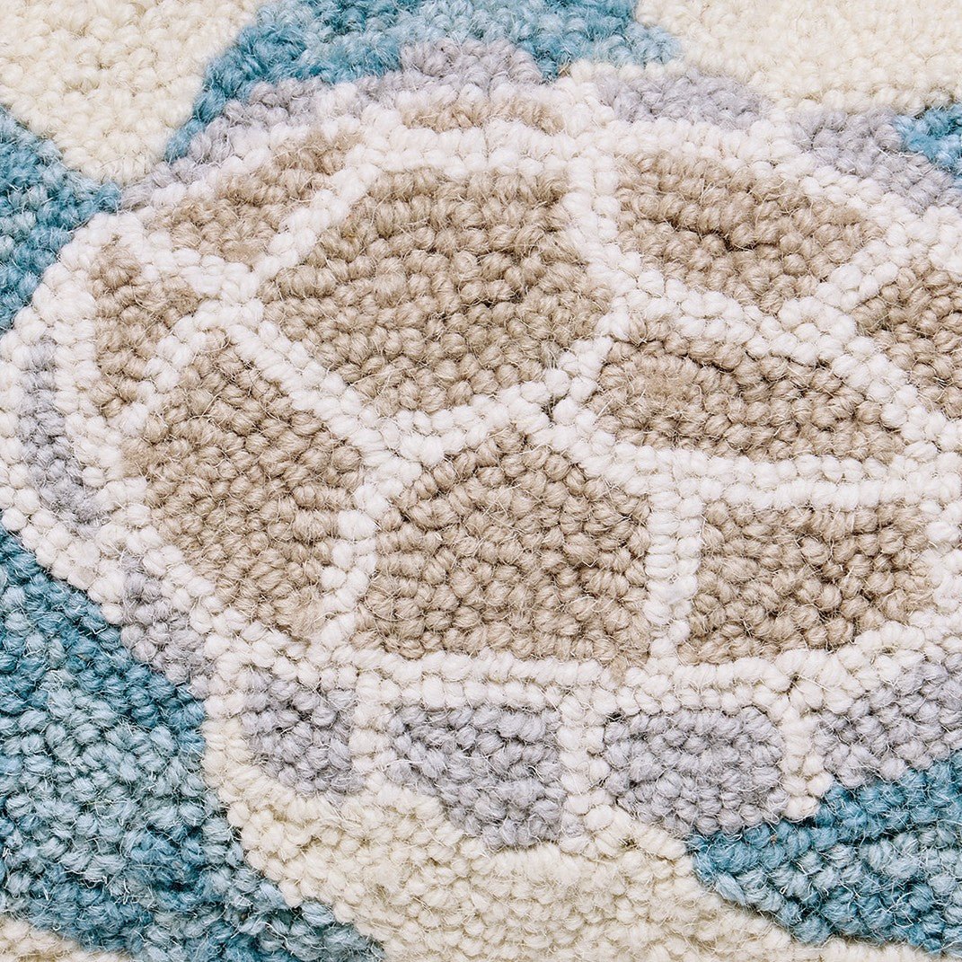 Sea Turtle Hooked Wool Throw Pillow, close-up detail