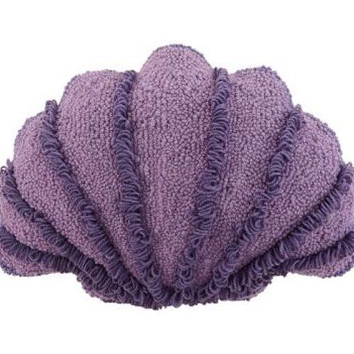 Seashell Shaped Hooked Wool Throw Pillow, close-up detail
