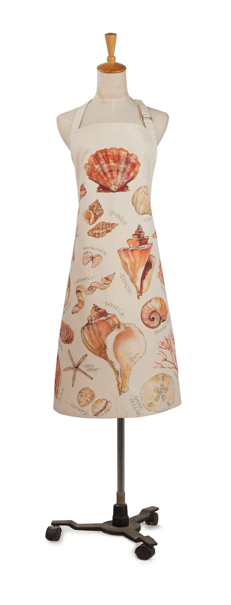 Seashells Printed Apron, 28x34 inch, closer view of the apron
