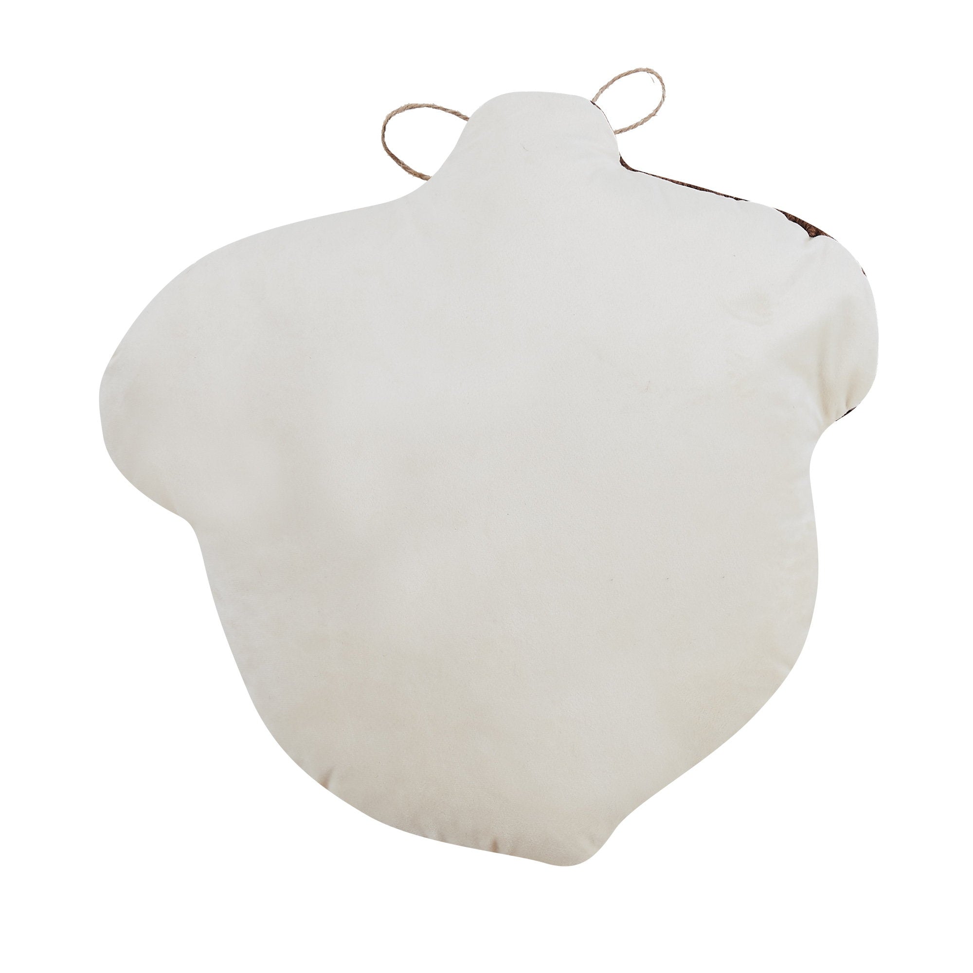 Reverse side of the Shaped Acorn Hooked Wool Fall Harvest Throw Pillow, 14x14 inch