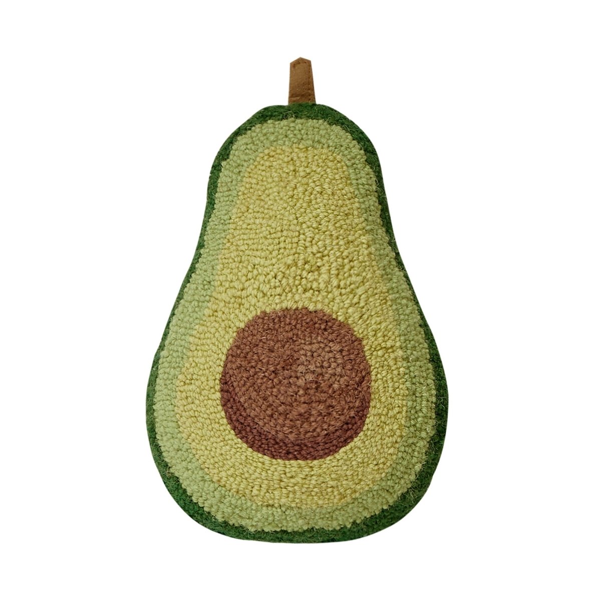 Shaped Avocado Hooked Wool Throw Pillow, 8x12 inch, front view