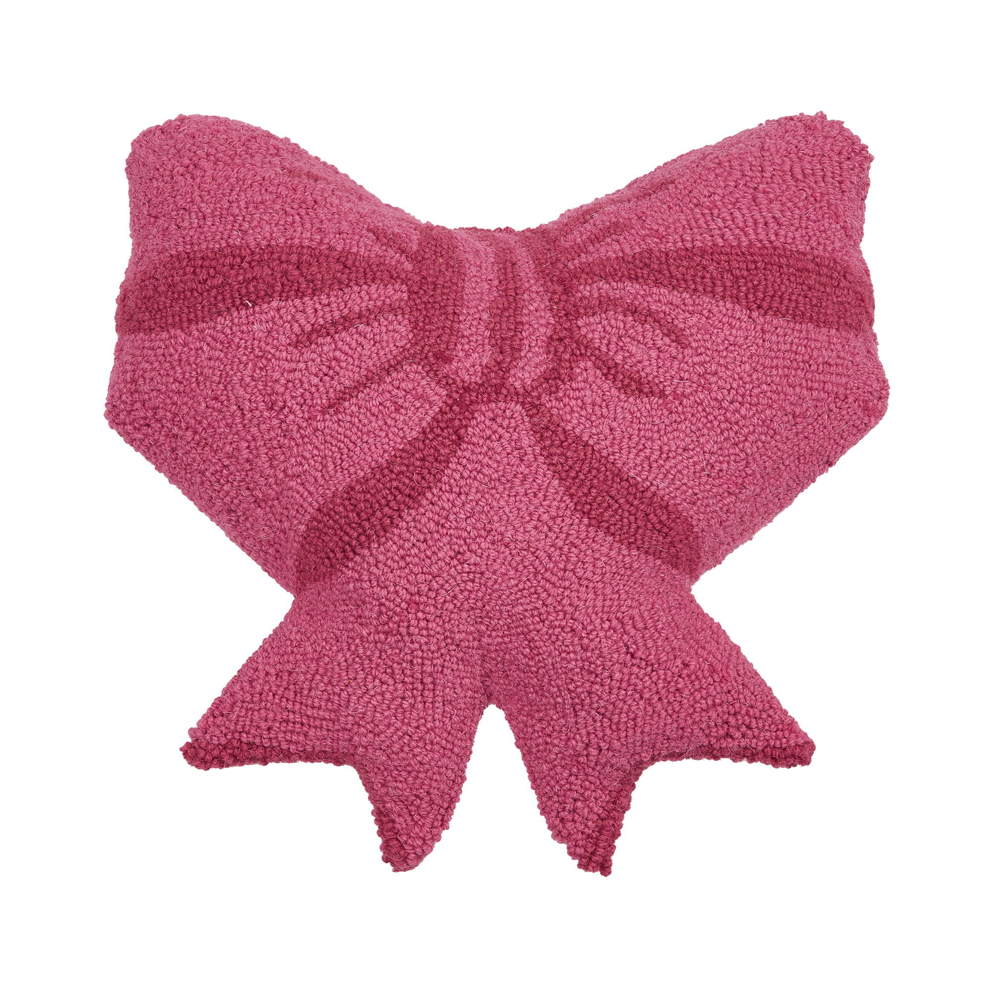 Shaped Bow Hooked Wool Throw Pillow, 16x16 inch, front view