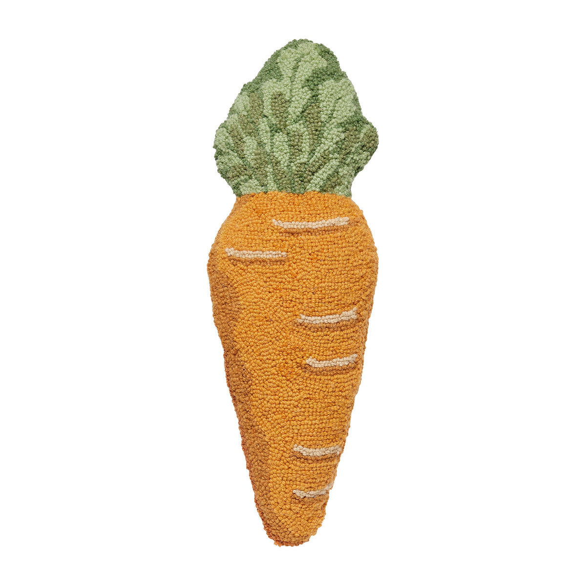 Shaped Carrot Hooked Wool Easter Throw Pillow, 8x22 inch, front view