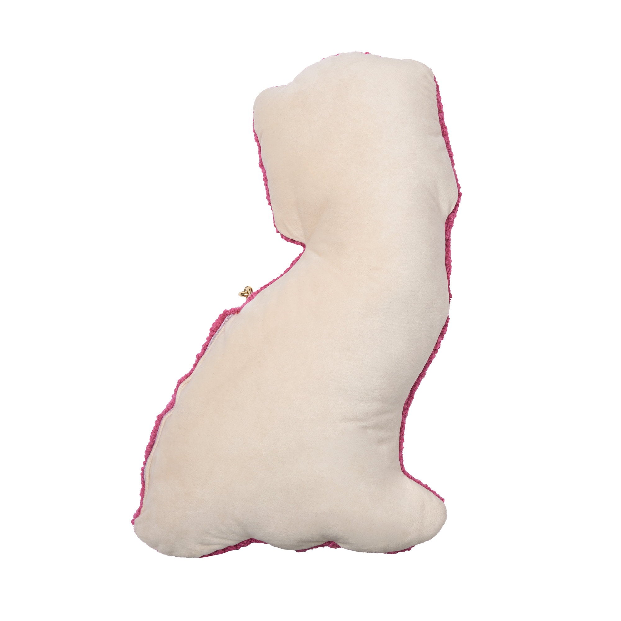 Reverse side of the Shaped Chinoiserie Dog Hooked Wool Throw Pillow, 12x18 inch