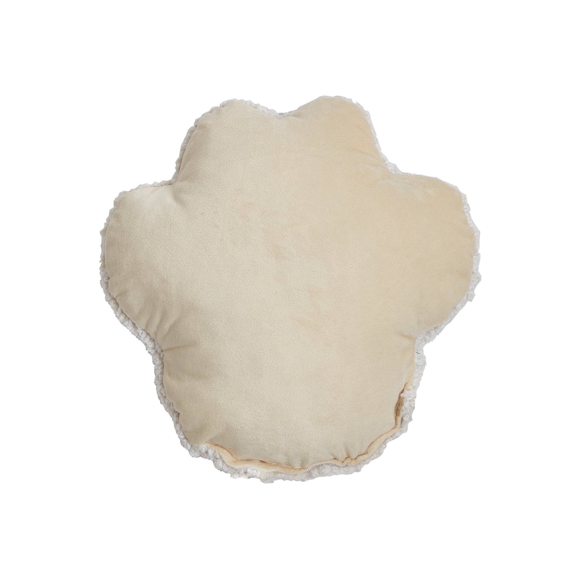 Reverse side of the Shaped Dog Paw Hooked Wool Throw Pillow, 10x10 inch