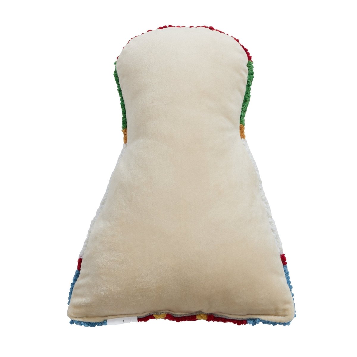 Reverse side of the Shaped Nutcracker Hooked Wool Christmas Throw Pillow, 8x12 inch