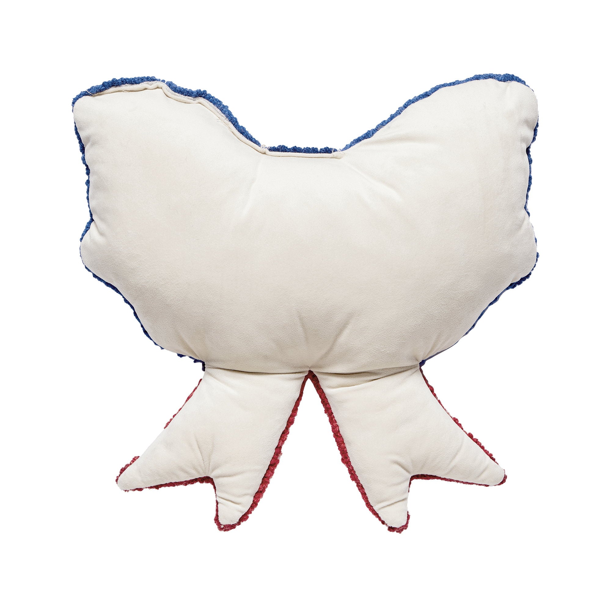 Reverse side of the Shaped Patriotic Bow Hooked Wool Throw Pillow, 16x16 inch