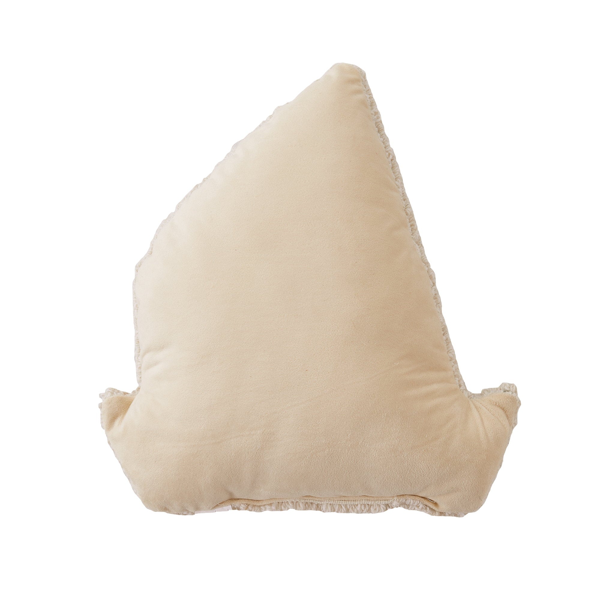 Reverse side of the Shaped Sailboat Hooked Wool Throw Pillow, 14x14 inch
