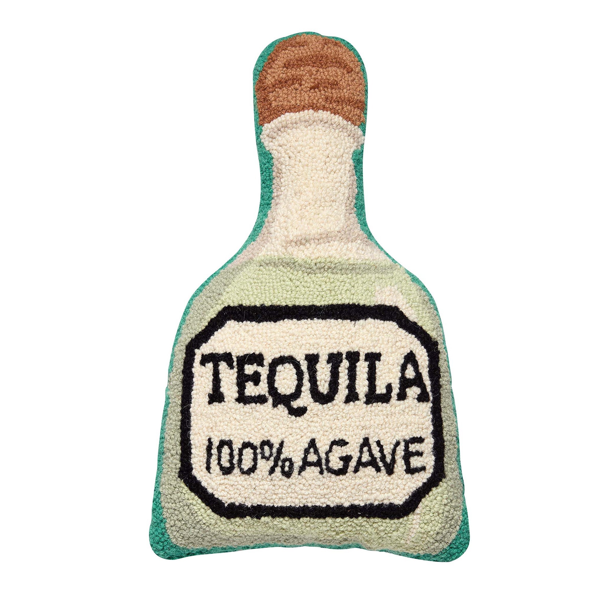 Shaped Tequila Hooked Wool Throw Pillow, 12x18 inch, front view