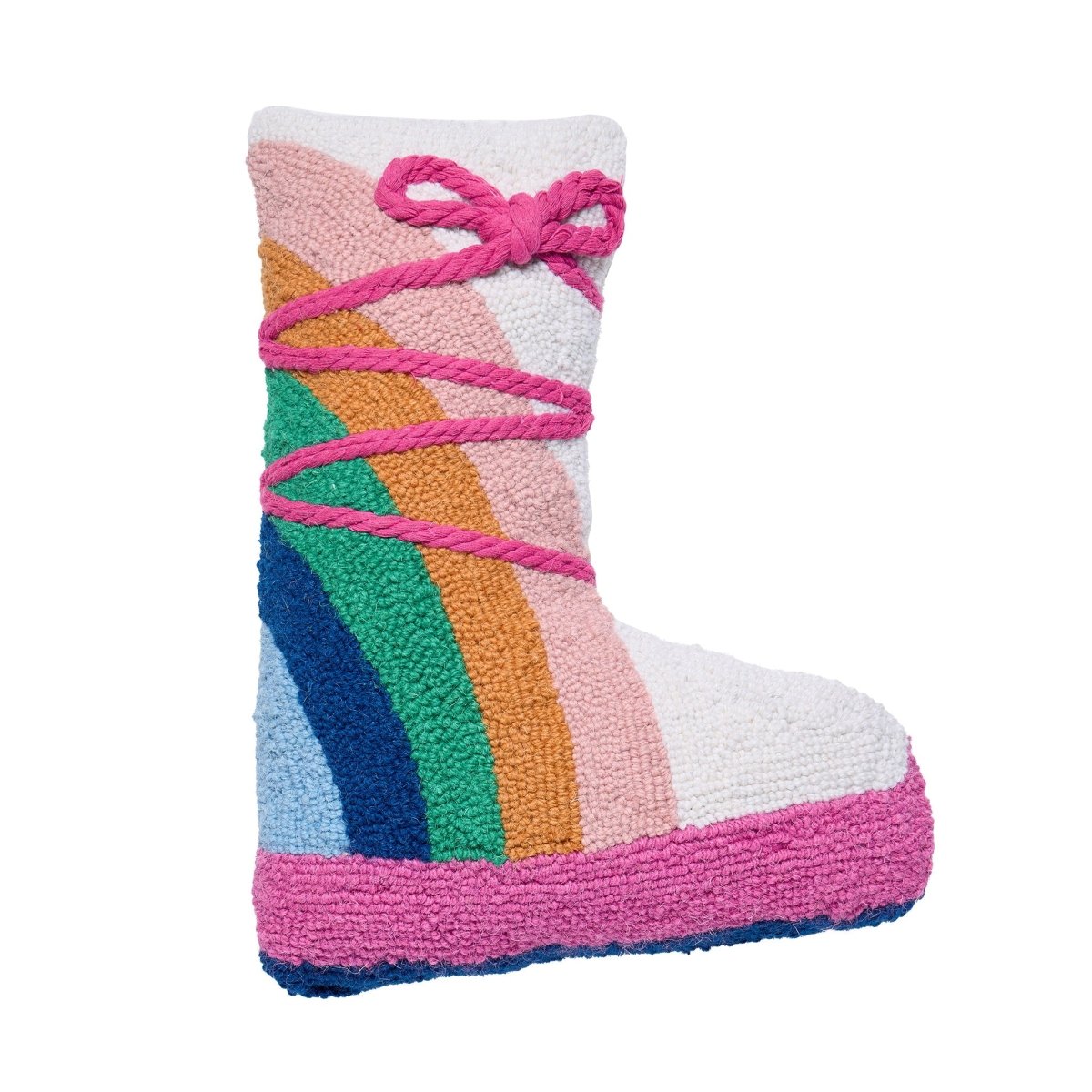 Ski Boot Hooked Wool Christmas Throw Pillow, 12x16 inch, front view