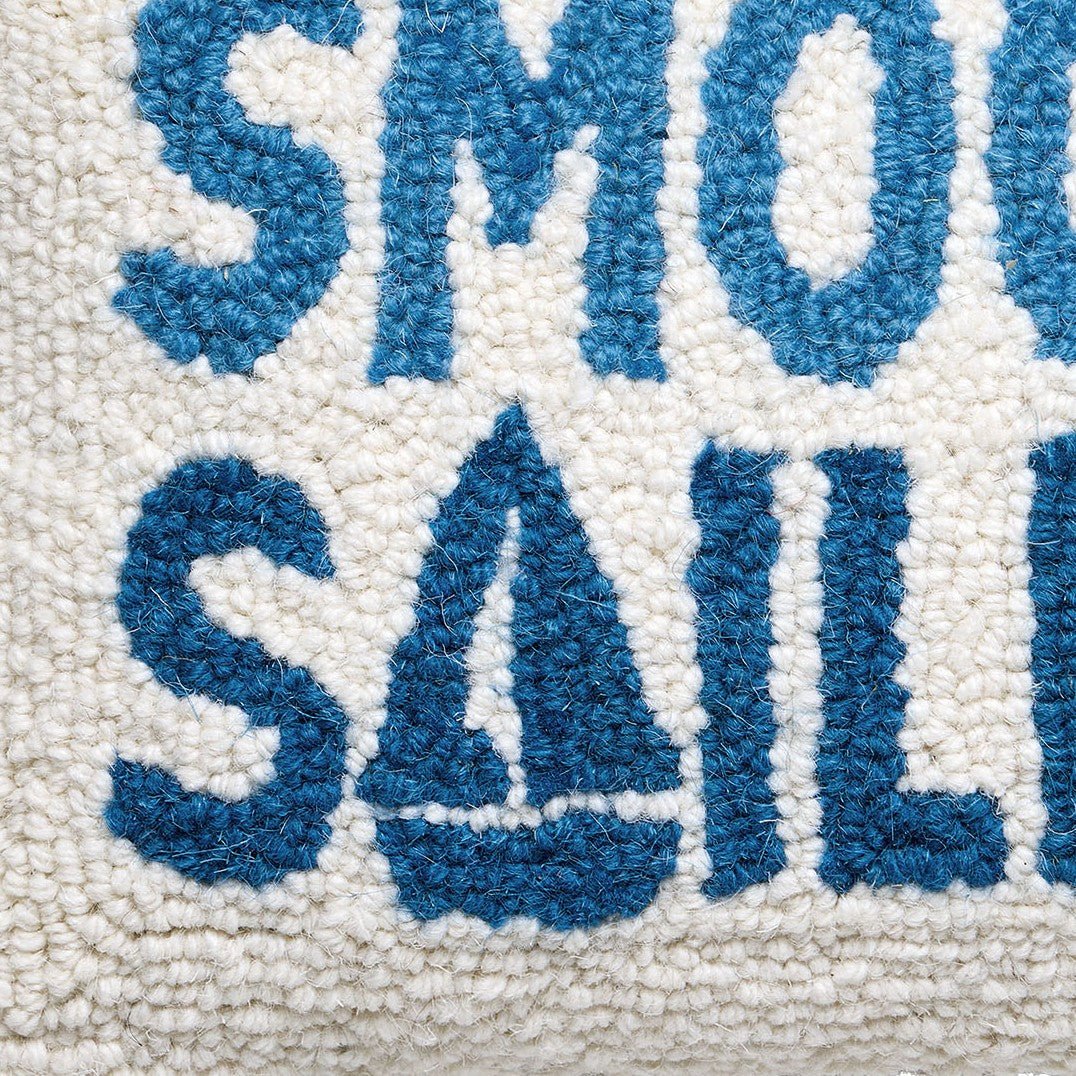 Smooth Sailing Hooked Wool Throw Pillow, close-up detail