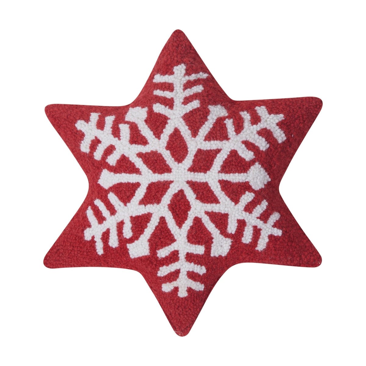 Snowflake Shaped Hooked Wool Christmas Throw Pillow, 14x16 inch, front view