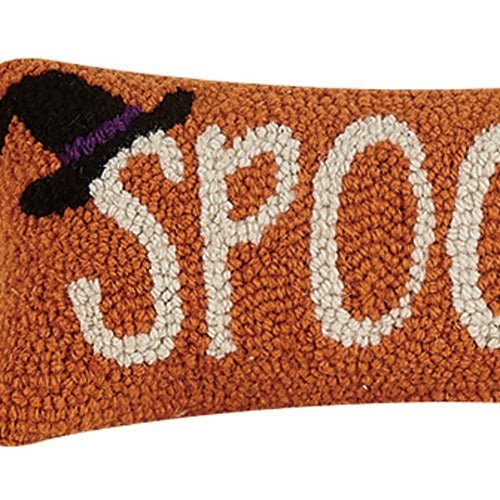 Spooky Hooked Wool Halloween Throw Pillow, close-up detail