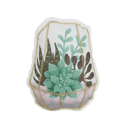 Succulent Terrarium Shaped Printed Throw Pillow, 12x15 inch, front view