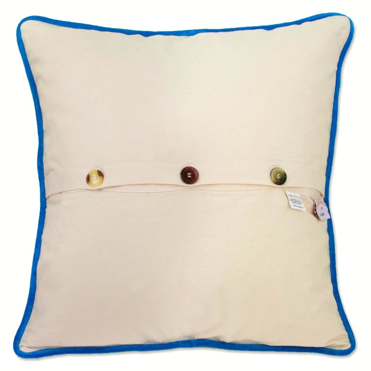 Tampa St Pete Gulf Coast Embroidered Travel Pillow - back view showing velvet backing and zipper