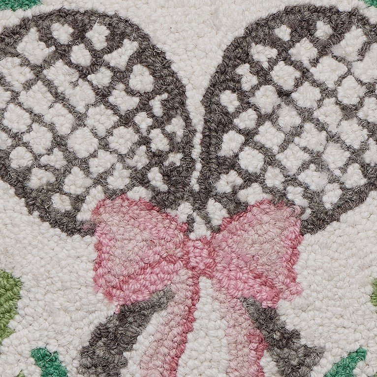 Tennis with Wreath Hooked Wool Throw Pillow, close-up detail