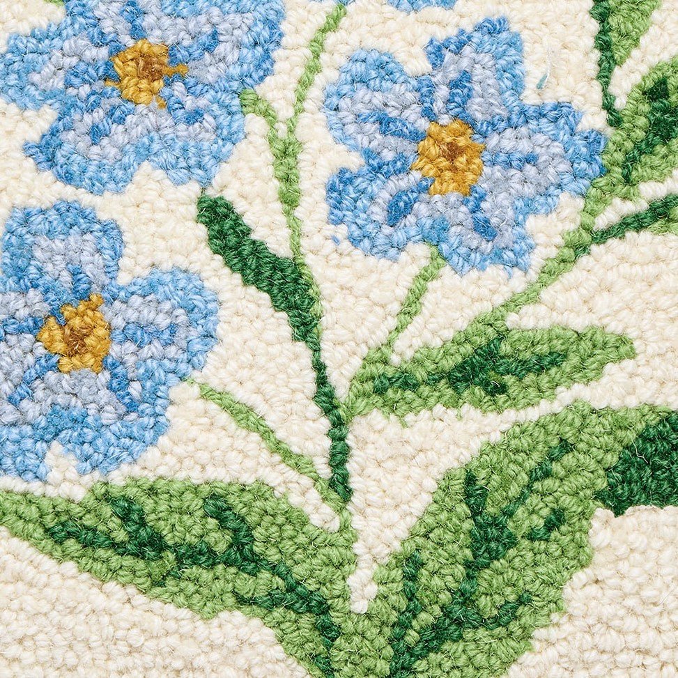 Touch-Me-Not Frame Hooked Wool Throw Pillow, close-up detail