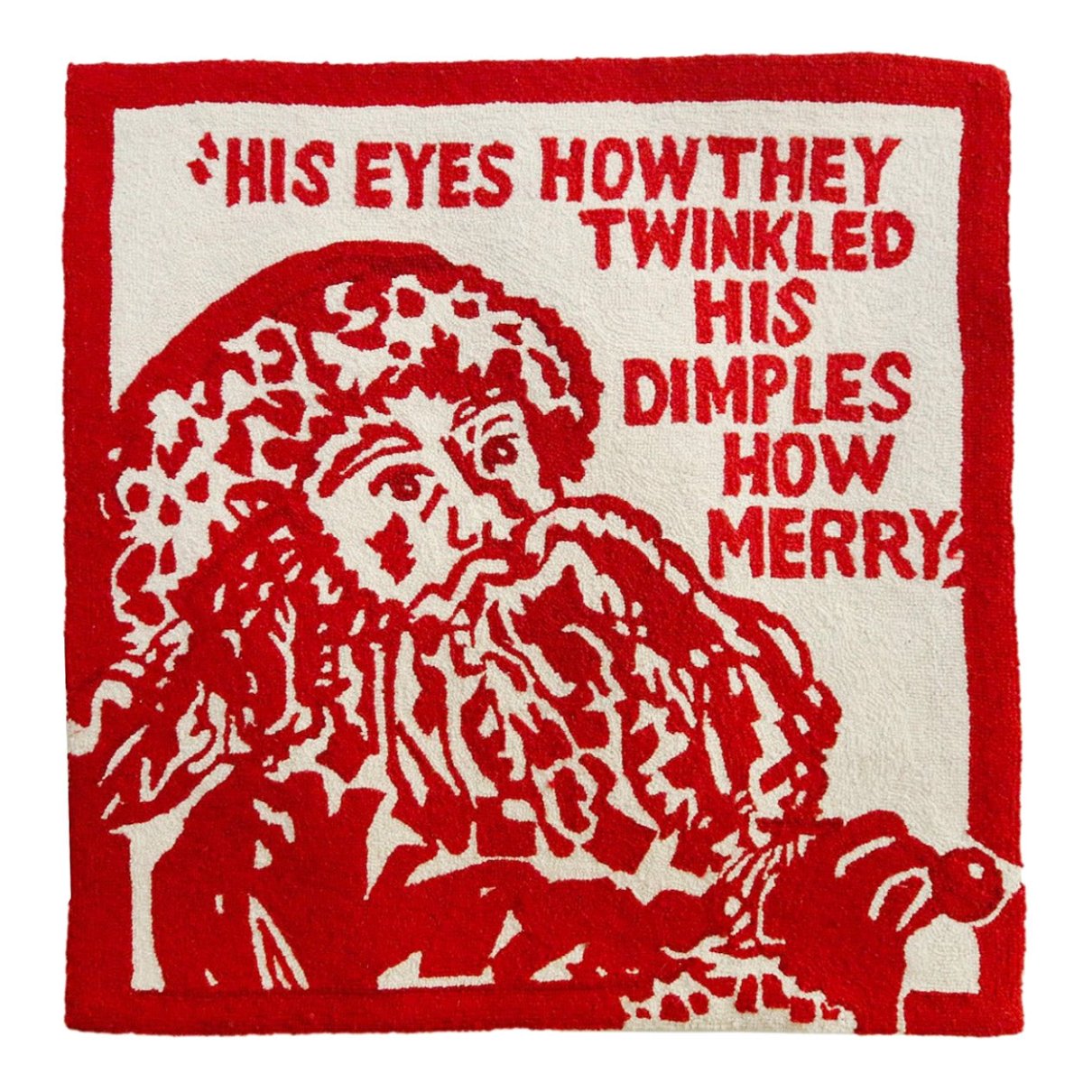 Twinkle Santa Holiday needlepoint accent rug with festive holiday seasonal design