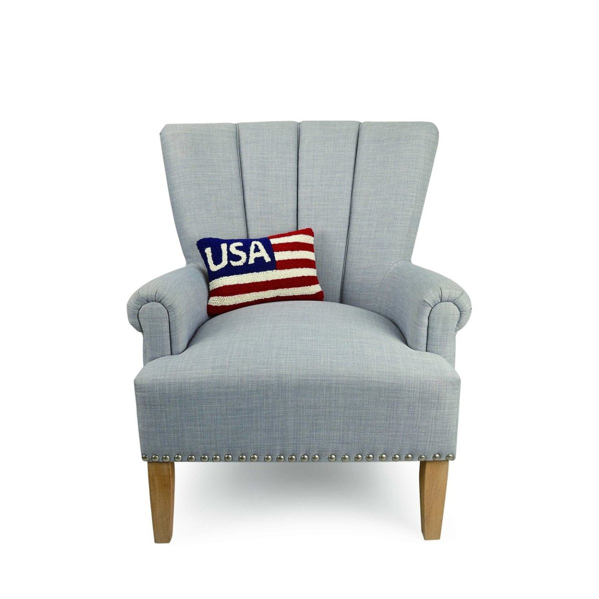 USA American Flag Wool Hooked Throw Pillow, styled lifestyle view