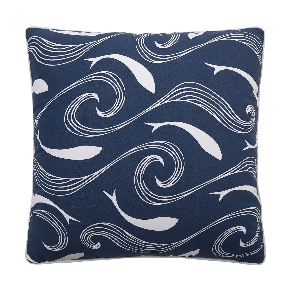 Wave Sand Fish Printed Throw Pillow, 20x20 inch, front view