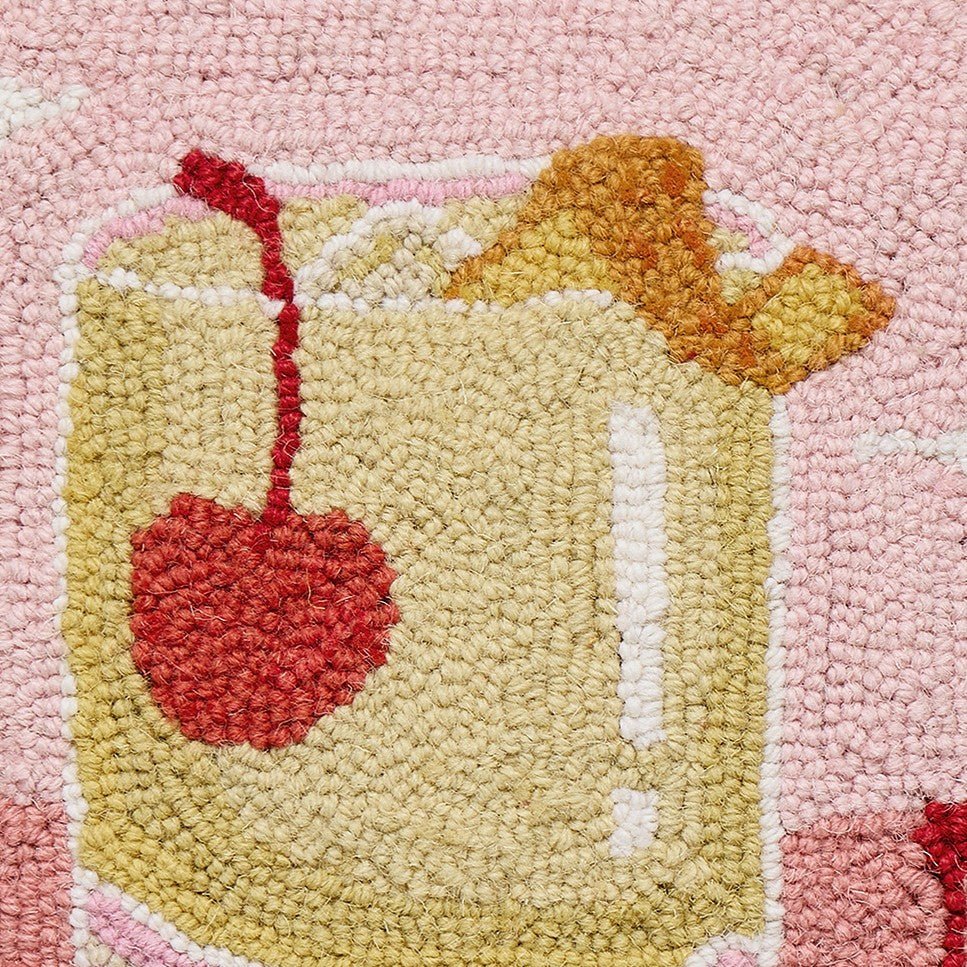 Whiskey Sour Hooked Wool Throw Pillow, close-up detail