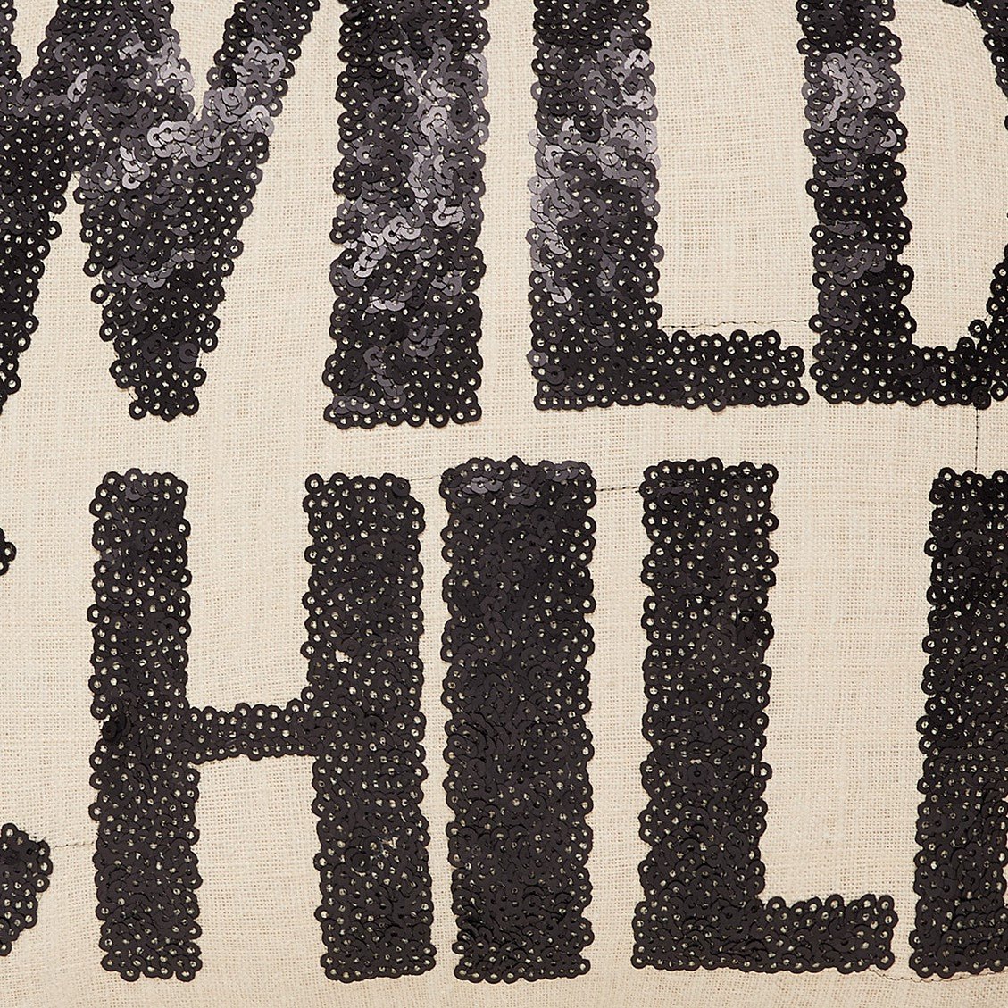 Wild Child Sequin Embroidered Throw Pillow, close-up detail