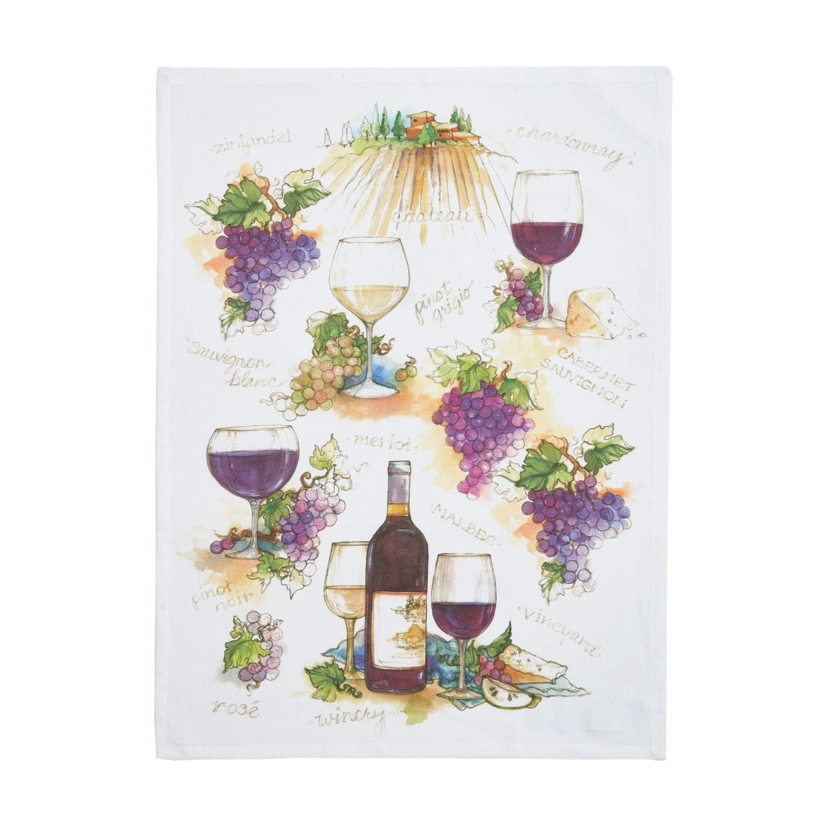 Wine Kitchen Towel, 18x25 inch, front view