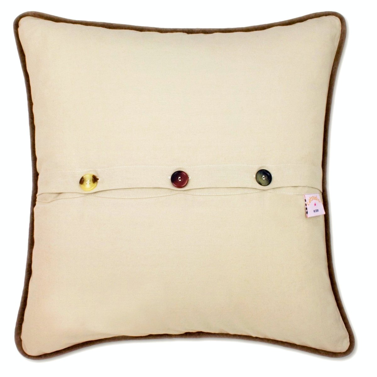 Yellowstone Geysers National Park Embroidered Pillow - back view showing velvet backing and zipper