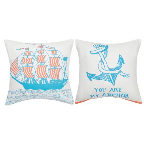 You Are My Anchor Printed Throw Pillow, 16x16 inch, front view