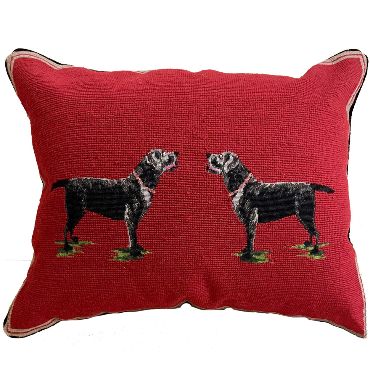 Black Lab Dogs Classic Decorative Needlepoint Throw Pillow, Size: 16x20