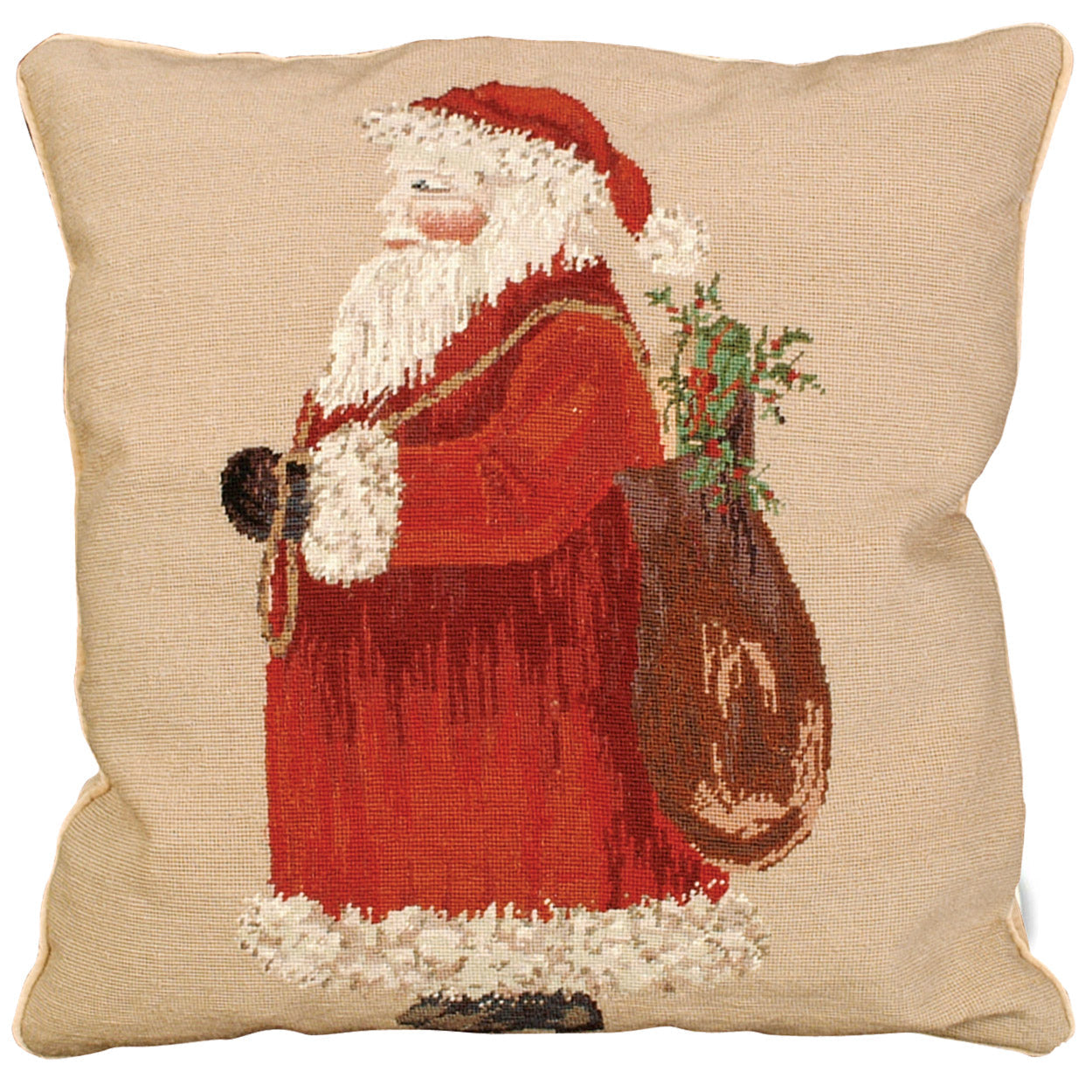 Classic Santa Toys Decorative Needlepoint Throw Pillow, Size: 18x18