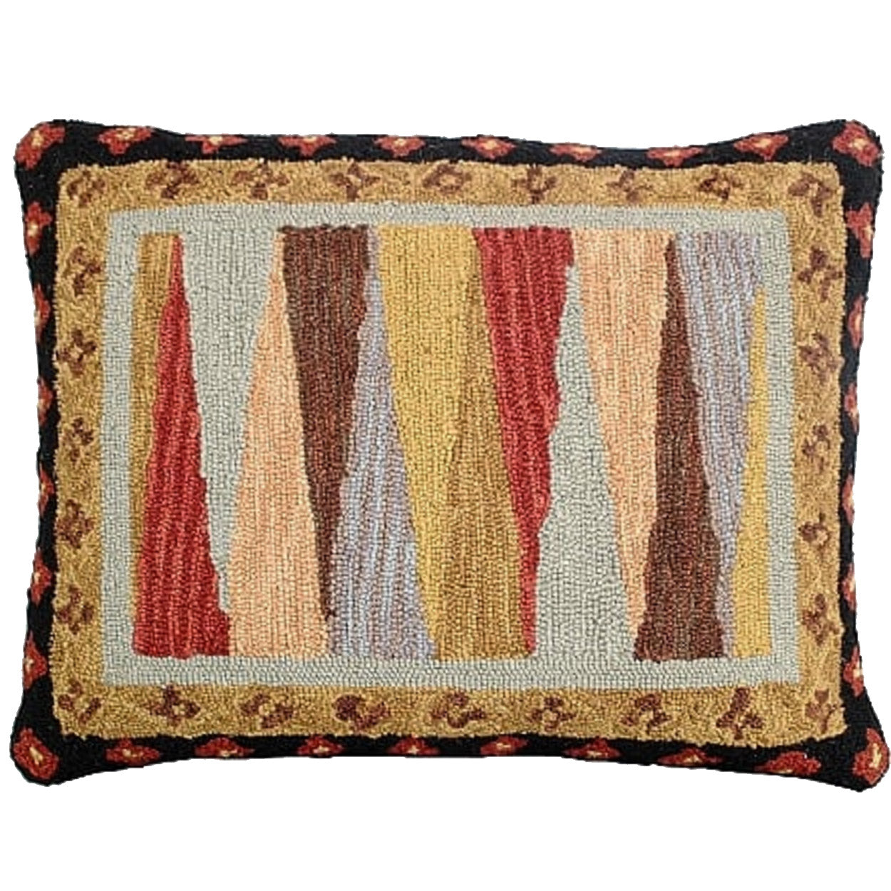 Coloful Pinwheel Pattern Geometric Cabin Lodge Hooked Pillow, Size: 16x20