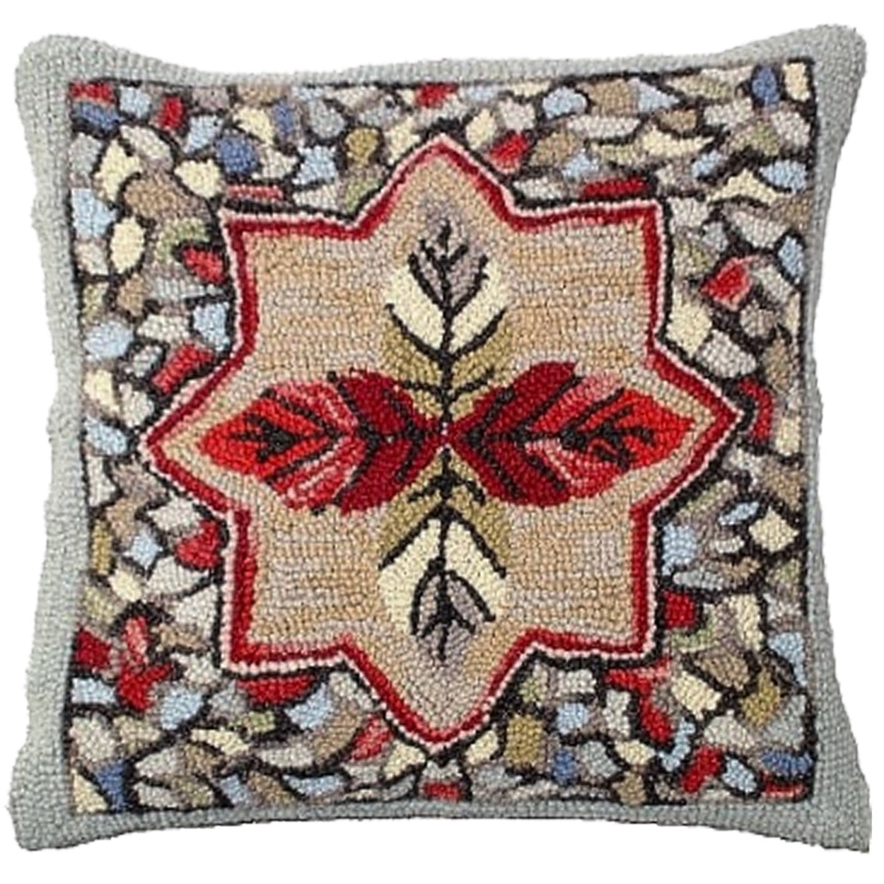 Light Woodlands Autumn Seasonal Hooked Pillow, Size: 16x16
